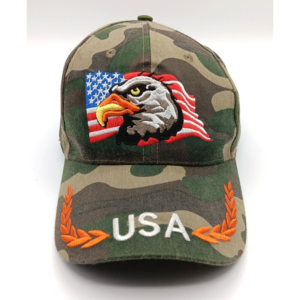 USA American Flag Eagle Patriotic Baseball Hat Cap 7 1/4 Trucker Military Camo